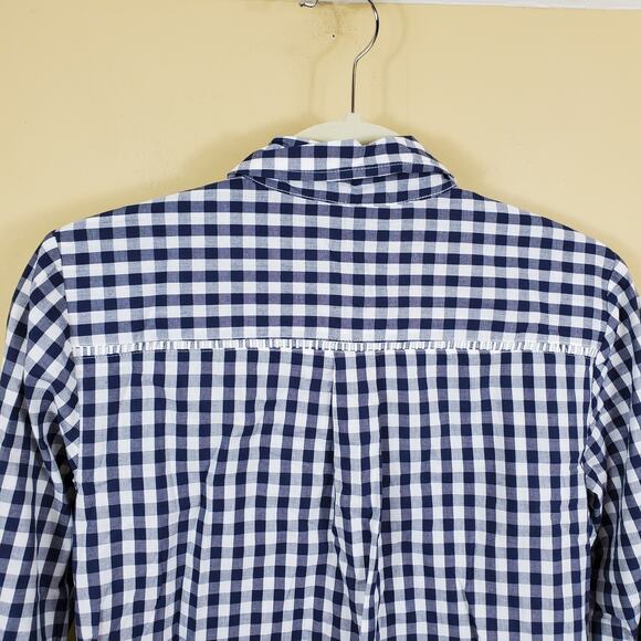 Isaac Mizrahi Live Checkered Print Front Tie Top S - Picture 8 of 11